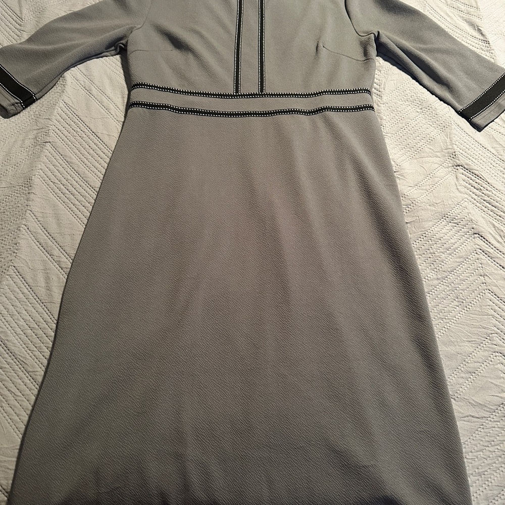 Homeyee Grey Dress with Black Trim